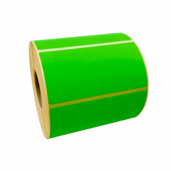 Etichette 100x50 mm VERDE fluorescente in rotolo con adesivo permanente 1000 pz