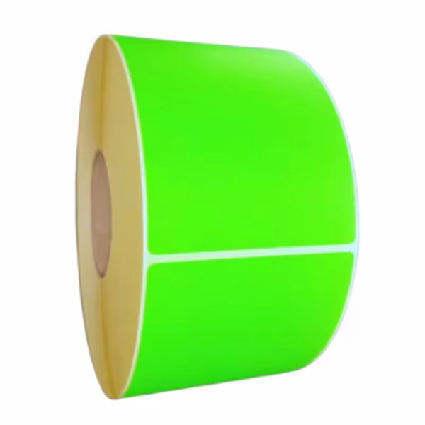 Etichette 60x80 mm VERDE fluorescente in rotolo con adesivo permanente 800 pz