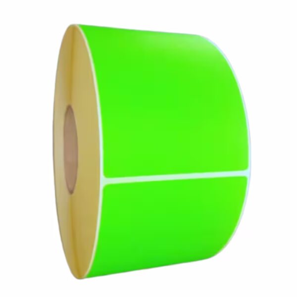 Etichette 60x80 mm VERDE fluorescente in rotolo con adesivo permanente 800 pz