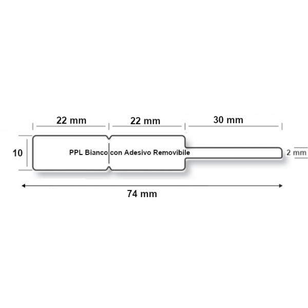 Etichetta per gioielleria 75x10 mm in ppl bianco con adesivo removibile