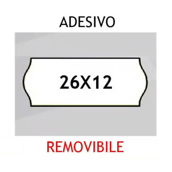 Etichette per prezzatrici 26x12 mm BIANCO sagomato con adesivo Removibile