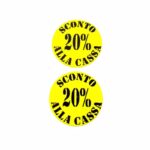 Etichetta tonda diametro 35 mm fluorescente giallo con stampa 20% sconto 1000 pz
