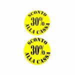 Etichetta tonda diametro 35 mm fluorescente giallo con stampa 30% sconto 1000 pz