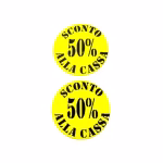 Etichetta tonda diametro 35 mm fluorescente giallo con stampa 50% sconto 1000 pz