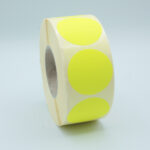 Etichetta tonda 35x35 mm fluorescente GIALLO stampabile a trasferimento termico