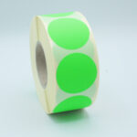 Etichetta tonda 35x35 mm fluorescente VERDE stampabile a trasferimento termico