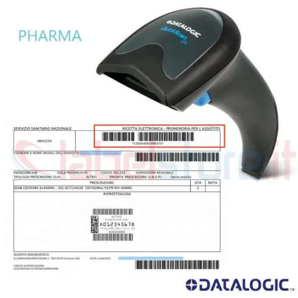 Lettore Di Codici A Barre Laser HT-900A Con Interfaccia USB (Emulazione Tastiera/Seriale) E Supporto - Nero