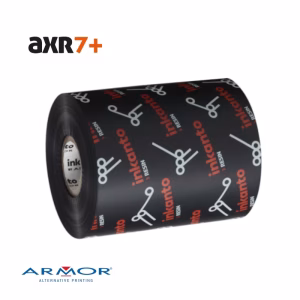 Ribbon 80x300 Mt RESINA AXR7+ INKANTO nero per stampa a trasferimento termico