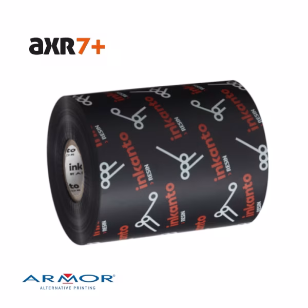 Ribbon 80x300 Mt RESINA AXR7+ INKANTO nero per stampa a trasferimento termico