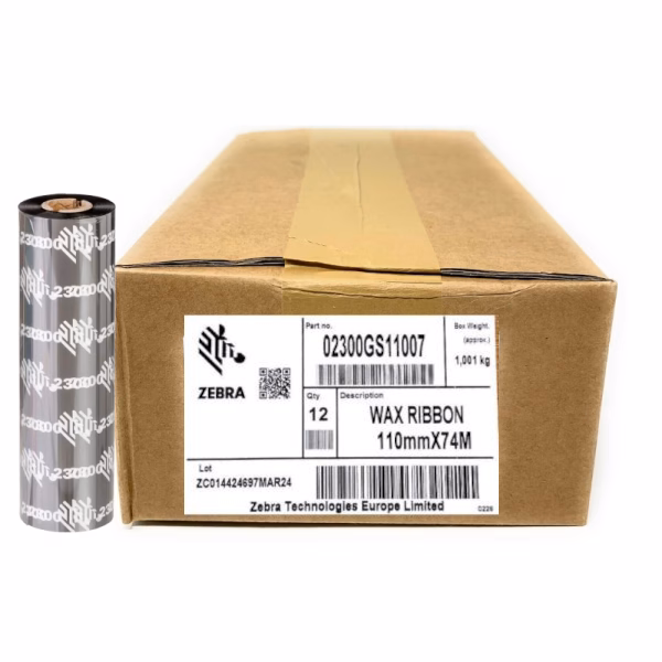 Ribbon Zebra 110x74 mt CERA 2300 per trasferimento termico scatola 12 pz