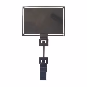 Segnaprezzo nero 100x70 mm cancellabile con clip a snodo per vassoio e cassette